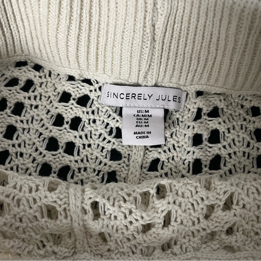 Nwt Sincerely Jules Cream Crochet Bell-Bottom Pants - Sz M — image 5 of 5